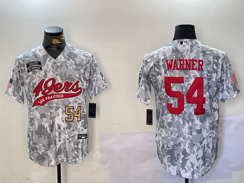 Men San Francisco 49ers #54 Warner Nike Arctic Camo 2024 Salute to Service Limited NFL Jersey style 4